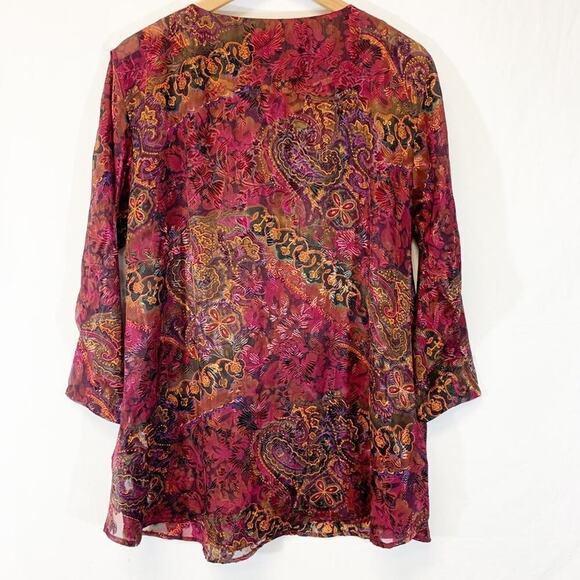 Victoria's Secret Gold Label Semi Sheer Paisley Print Button Down Top Si… - Picture 10 of 11